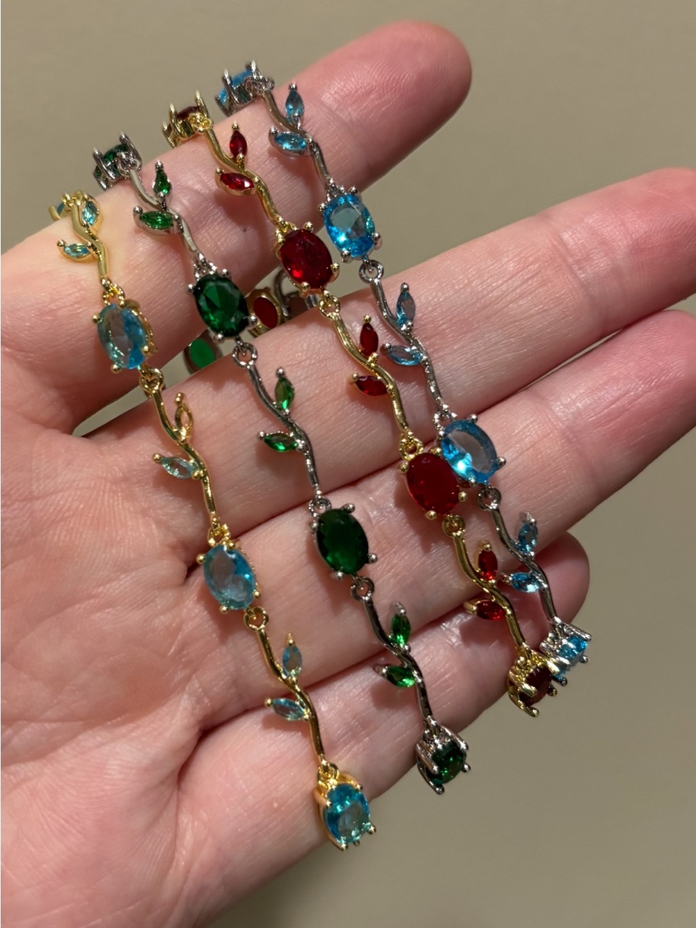 New Multicolor Gemstone Vine Bracelet - Gold & Silver Options